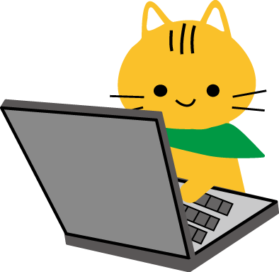 パソコン作業をする猫